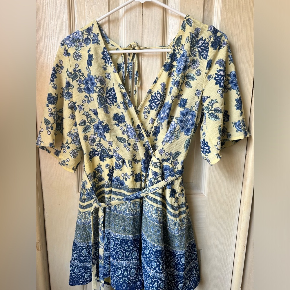 Francesca’s yellow and blue floral romper